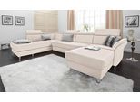 Wohnlandschaft SIT & MORE "Avignon U-Form", beige (linen), B:331cm H:97cm T:228cm, Flachgewebe (90% Polyester, 10% Polyamid);Luxus-Microfaser (100% Polyester);Struktur (100% Polyester), Sofas, Wohnlandschaft, optional Schlaffunktion & Stauraum, inklusive Kopfteilverstellung