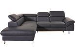 Ecksofa COTTA "Driver L-Form, B: 265 cm", grau (schwarz), B:268cm H:73cm T:214cm, Kunstleder SOFTLUX;LEDER BEEFY (ein abgedecktes Spalt-Rindsleder) im Sitz und Rücken (Korpus in Kunstleder);Luxus-Kunstleder;Leder Pampas (echtes Rindsleder) im Sitz und Rücken (Rückseite mit Spannstoff bezogen), Sofas, Ecksofa, Kopfteilverstellung, optional Schlaffunktion & Bettkasten