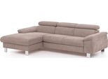 Ecksofa COTTA "Komaris L-Form, B: 244 cm", mud, B:244cm H:72cm T:166cm, Microfaser PRIMABELLE (100% Polyester);Kunstleder SOFTLUX(100%Polyurethan);Feinstruktur (100% Polyester);Kunstleder SOFTLUX/Struktur (100%Polyurethan, 90%Polyester, 10% Polyacryl), Sofas, Ecksofa, mit Kopfteilverstellung, optional Schlaffunktion, Bettkasten & Licht