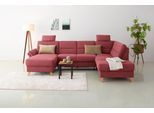 Wohnlandschaft OTTO HOME "Westerland U-Form", lila (chianti), B:303cm H:90cm T:213cm, 100% Polyester, Sofas, Wohnlandschaft, Federkern, wahlweise Schlaffunktion, Stauraum und Armlehn-Verstellung