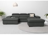 Ecksofa OTTO HOME "Alberto L-Form", grau (anthrazit), B:286cm H:73cm T:174cm, Luxus-Microfaser Lederoptik (100% Polyester);Luxus-Microfaser ALTARA NUBUCK (100% Polyester);Luxus-Microfaser weich (90% Polyester, 10% Polyamid);Microfaser Antiklederoptik, Sofas, Ecksofa, mit Kopfteilverstellung, wahlweise mit Schlaffunktion