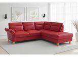 Ecksofa SIT & MORE "Pamela L-Form, Leder, B: 218 cm", grau (feuerrot), B:218cm H:90cm T:212cm, Sofas, Ecksofa, optional Armteilverstellung, Schlaffunktion & Bettkasten