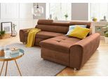 Ecksofa SIT & MORE "Riva L-Form", braun (cognac), B:272cm H:92cm T:169cm, Flachgewebe (100% Polyester);Luxus-Microfaser (100% Polyester);Struktur (100% Polyester), Sofas, Ecksofa, inklusive Kopteilverstellung, wahlweise mit Schlaffunktion