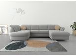 Wohnlandschaft SIT & MORE "Apulia U-Form", grau, B:304cm H:78cm T:192cm, Webstoff (100% Polyester);Struktur weich (90% Polyester, 10% Polyamid);Luxus-Microfaser Euphoria (100% Polyester), Sofas, Wohnlandschaft, wahlweise Schlaffunktion, Bettkasten und Kopf- und Armteilverstellung
