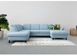 Wohnlandschaft SIT & MORE "Maggiore U-Form", blau (hellblau), B:312cm T:224cm, 98% Polyester, 2% Polyamid, Sofas, Wohnlandschaft, wahlweise mit Kopfteilverstellung, Schlaffunktion und Stauraum