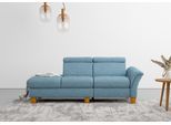 Recamiere OTTO HOME "Lindgren", blau (eisblau), B:206cm H:84cm T:93cm, 100% Polyester, Sofas, Recamiere, wahlweise motorische TV-Funktion, Bettkasten und Kopfteilverstellung