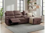 Ecksofa OTTO HOME "NAPORI Microfaser, Multimediasofa, 3er Kinosessel XXL, L-Form", braun (dunkelbraun), B:240cm H:102cm T:155cm, 100% Polyester, Sofas, Ecksofa, Kinosofa, manuelle o. elektr. Relaxfunktion, Staufach, Getränkehalter