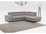 Ecksofa COTTA "Emma L-Form, B: 262 cm", grau (stone), B:262cm H:97cm T:215cm, Sofas, Ecksofa, mit Kopfteilverstellung, optional Schlaffunktion & Bettkasten