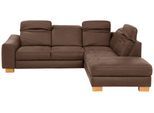 Ecksofa HOME AFFAIRE "Dundee L-Form", braun (dunkelbraun), B:263cm H:86cm T:219cm, Luxus-Microfaser Lederoptik (100% Polyester), Sofas, Ecksofa, wahlweise mit Kopfteilverstellung und zusätzlich mit Schlaffunktion
