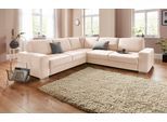 Ecksofa SIT & MORE "Santorini L-Form", beige (creme), B:276cm H:82cm T:271cm, Struktur (100% Polyester);Struktur fein (95% Polyester, 5% Polyamid), Sofas, Ecksofa, mit Federkern und Sitztiefenverstellung, wahlweise mit Schlaffunktion