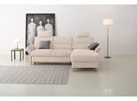 Ecksofa OTTO HOME "Westerland L-Form", beige (creme), B:252cm H:90cm T:162cm, 100% Polyester, Sofas, Ecksofa, Federkern-Polsterung, wahlweise mit Schlaffunktion, Bettkasten