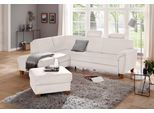 Ecksofa OTTO HOME "Alta L-Form", beige (linen), B:250cm H:89cm T:201cm, Struktur ( 100% Polyester);Struktur fein ( 100% Polyester);Luxus-Microfaser ALTARA NUBUCK (100% Polyester), Sofas, Ecksofa, mit Federkern und Kontrastnaht, Füße Buche eichefarben