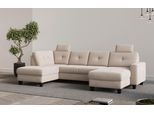 Wohnlandschaft OTTO HOME "Varese", beige (creme), B:304cm H:91cm T:170cm, 100% Polyester, Sofas, Wohnlandschaft, wahlweise mit Schlaffunktion und Bettkasten