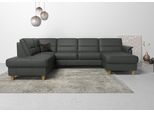 Wohnlandschaft HOME AFFAIRE "Palmera U-Form, B: 308 cm", grau (anthrazit), B:308cm H:89cm T:212cm, Luxus-Microfaser (100% Polyester);Struktur (100% Polyester);Luxus-Microfaser in Lederoptik (100% Polyester), Sofas, Wohnlandschaft, optional Schlaffunktion & Bettkasten, Federkern