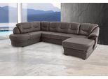 Wohnlandschaft SIT & MORE "Savoni U-Form", grau (delphine), B:334cm H:90cm T:206cm, NaturLEDER (echtes Rindsleder) in Sitz und Rücken. Korpus in passendem Kunstleder SOFTLUX bezogen;Luxus-Microfaser (100% Polyester);Struktur ( 100% Polyester);Luxus-Microfaser ALTARA NUBUCK (100% Polyester), Sofas, Wohnlandschaft, wahlweise mit Schlaffunktion