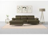 Ecksofa SIT & MORE "Cabrio L-Form, B: 295 cm, mit Sitztiefen-, Arm- & Kopfteilverstellung", grün (olive), B:295cm H:87cm T:180cm, Sofas, Ecksofa, 2 Nierenkissen, Federkern, optional Schlaffunktion und Stauraum