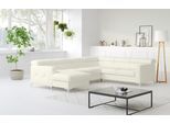 Wohnlandschaft COTTA "Sammy U-Form, B: 304 cm", weiß (altweiß), B:304cm H:74cm T:240cm, NaturLEDER, die Rückseite ist mit schwarzem und die Liegefläche der Bettfunktion ist mit beigem Spannstoff bezogen, Sofas, Wohnlandschaft, Kopfteilverstellung, optional Schlaffunktion & Bettkasten