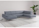 Wohnlandschaft OTTO HOME "Caluna", bunt (graublau), B:334cm H:81cm T:235cm, Sofas, Wohnlandschaft, Inkl.Sitztiefenverstellung, wahlweise mit Kopf- und Armteilverstellung
