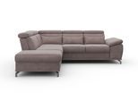 Ecksofa SIT & MORE "Cabrio L-Form, B: 274 cm, mit Sitztiefen-, Arm- & Kopfteilverstellung", braun (savannah), B:274cm H:87cm T:230cm, 100% Polyester, Sofas, Ecksofa, 3 Nierenkissen, Federkern, optional Schlaffunktion und Stauraum