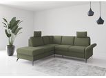 Ecksofa OTTO HOME "Rochelle", grün (olive), B:240cm H:93cm T:216cm, 95% Polyester 5% Polyamid, Sofas, Ecksofa, wahlweise mit Schlaffunktion, Bettkasten und Armteilverstellung