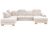 Wohnlandschaft HOME AFFAIRE "Dundee U-Form", beige (creme), B:338cm H:86cm T:219cm, Struktur fein (100% Polyester), Sofas, Wohnlandschaft, wahlweise mit Kopfteilverstellung und zusätzlich mit Schlaffunktion