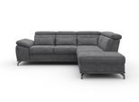 Ecksofa SIT & MORE "Cabrio L-Form, B: 274 cm, mit Sitztiefen-, Arm- & Kopfteilverstellung", grau, B:274cm H:87cm T:230cm, 100% Polyester, Sofas, Ecksofa, 3 Nierenkissen, Federkern, optional Schlaffunktion und Stauraum