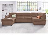 Wohnlandschaft SIT & MORE "Pisa U-Form", braun, B:319cm H:89cm T:168cm, Flachgewebe (100% Polyester);Luxus-Microfaser1 (100% Polyester);Luxus Microfaser2 (90% Polyester, 10% Polyamid), Sofas, Wohnlandschaft, mit Federkern, wahlweise mit Schlaffunktion