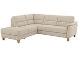 Ecksofa HOME AFFAIRE "Palmera L-Form, B: 236 cm", beige (natur), B:236cm H:89cm T:212cm, 100% Polyester;Struktur (100% Polyester);Luxus-Microfaser in Lederoptik (100% Polyester), Sofas, Ecksofa, optional Schlaffunktion & Bettkasten, Federkern