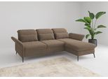 Ecksofa SIT & MORE "Emely, inkl. Sitztiefenverstellung", braun (hellbraun), B:264cm H:92cm T:198cm, 100% Polyester, Sofas, Ecksofa, wahlweise mit Schlaffunktion,Bettkasten,Kopf- & Armteilverstellung