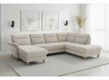 Wohnlandschaft SIT & MORE "Pamela U-Form, B: 292 cm, optional Schlaffunktion & Bettkasten", beige (creme), B:292cm H:90cm T:212cm, 100% Polyester, Sofas, Wohnlandschaft, wahlweise mit Armteilverstellung, Sofa mit Federkern, Sitzhöhe: 48 cm