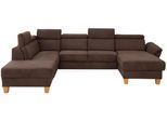 Wohnlandschaft OTTO HOME "Conville U-Form", braun (mocca), B:322cm H:84cm T:217cm, 100% Polyester, Sofas, Wohnlandschaft, Kopfteilverstellung wahlweise mit Schlaffunktion und Bettkasten
