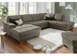 Wohnlandschaft OTTO HOME "Puccini U-Form", braun (savannah), B:340cm H:86cm T:224cm, Luxus-Microfaser (100% Polyester);Luxus-Microfaser ALTARA NUBUCK (100% Polyester);Luxus-Microfaser Lederoptik (100% Polyester), Sofas, Wohnlandschaft, mit Federkern, Sitztiefenverstellung, Kontrastnaht