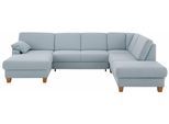Wohnlandschaft HOME AFFAIRE "Belfort U-Form", blau (aqua), B:314cm H:88cm T:91cm, Luxus-Microfaser Vintageoptik(100% Polyester);Struktur fein ( 100% Polyester);Luxus-Microfaser ALTARA NUBUCK (100% Polyester), Sofas, Wohnlandschaft, mit Federkern, wahlweise mit Schlaffunktion und Stauraum