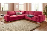 Ecksofa SIT & MORE "Santorini L-Form", rot, B:276cm H:82cm T:271cm, Struktur (100% Polyester);Struktur fein (95% Polyester, 5% Polyamid), Sofas, Ecksofa, mit Federkern und Sitztiefenverstellung, wahlweise mit Schlaffunktion