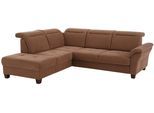 Ecksofa OTTO HOME "Solvei L-Form", braun, B:260cm H:104cm T:235cm, Luxus-Microfaser Lederoptik (100% Polyester);Struktur (100% Polyester);Luxus-Microfaser ALTARA NUBUCK (100% Polyester), Sofas, Ecksofa, wahlweise auch mit Kopfteilverstellung und Schlaffunktion, Federkern