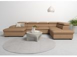 Wohnlandschaft OTTO HOME "Alberto U-Form", braun (cappucino), B:350cm H:73cm T:228cm, Luxus-Microfaser in Lederoptik (100% Polyester);Microfaser in Antiklederoptik (100% Polyester);Luxus-Microfaser Vintageoptik (100% Polyester);Luxus-Microfaser weich (90%Polyester 10%Polyamid), Sofas, Wohnlandschaft, mit Kopfteilverstellung, wahlweise mit Schlaffunktion