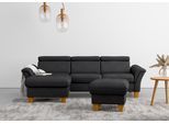 Ecksofa OTTO HOME "Lindgren L-Form", grau (anthrazit), B:258cm H:84cm T:169cm, 100% Polyester, Sofas, Ecksofa, wahlweise mit Bett mit klappbaren Rollen, Kasten und Kopfverstellung