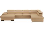 Wohnlandschaft SIT & MORE "Alcudia U-Form", braun (cappuccino), B:349cm H:73cm T:226cm, Sofas, Wohnlandschaft, wahlweise mit Schlaffunktion
