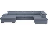 Wohnlandschaft SIT & MORE "Valantine U-Form, B: 349 cm", bunt (graublau), B:349cm H:73cm T:226cm, NaturLEDER;Spannstoff, Sofas, Wohnlandschaft, mit Arm- & Kopfteilverstellung, optional mit Schlaffunktion