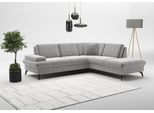 Ecksofa SIT & MORE "Morris Jubi L-Form, B: 238 cm", grau (hellgrau), B:238cm H:83cm T:202cm, 100% Polyester, Sofas, Ecksofa, mit Armteilfunktion & 1 Zierkissen, optional Schlaffunktion