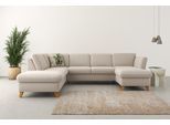 Wohnlandschaft HOME AFFAIRE "Trelleborg U-Form", grau (elephant), B:307cm H:86cm T:213cm, 100% Polyester, Sofas, Wohnlandschaft, Federkern-Polsterung, wahlweise mit Schlaffunktion und Stauraum