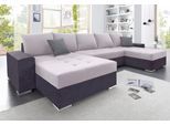 Wohnlandschaft COLLECTION AB "Josy XXL U-Form, B: 333 cm, mit 2 Recamieren 77 & 97 cm", silber (anthrazit, hellgrau), B:333cm H:84cm T:161cm, 100% Polyester, Sofas, Wohnlandschaft, Schlaffunktion, Bettkasten & 2 Zierkissen, Federkern