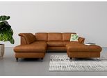 Ecksofa SIT & MORE "Maggiore L-Form", braun (cognac), B:261cm T:224cm, 100% Polyester, Sofas, Ecksofa, wahlweise mit Kopfteilverstellung, Schlaffunktion und Stauraum