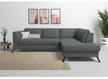 Ecksofa SIT & MORE "Olsen L-Form", grau (dunkelgrau), B:248cm H:88cm T:201cm, 100% Polyester, Sofas, Ecksofa, inklusive Sitztiefenverstellung, optional Schlaffunktion, 15cm hoch