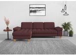 Ecksofa SIT & MORE "Westham L-Form", lila (chianti), B:275cm H:88cm T:172cm, 90% Polyester 10% Polyamid, Sofas, Ecksofa, mit Recamiere, mit oder ohne Schlaffunktion, Bettkasten, Füße Eiche