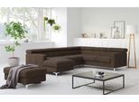 Wohnlandschaft COTTA "Sammy U-Form, B: 304 cm", braun (espresso), B:304cm H:74cm T:240cm, NaturLEDER, die Rückseite ist mit schwarzem und die Liegefläche der Bettfunktion ist mit beigem Spannstoff bezogen, Sofas, Wohnlandschaft, Kopfteilverstellung, optional Schlaffunktion & Bettkasten