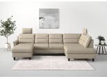 Wohnlandschaft SIT & MORE "Farö U-Form", beige, B:325cm H:90cm T:187cm, Sofas, Wohnlandschaft, inklusive Federkern, wahlweise mit Schlaffunktion und Bettkasten
