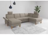 Wohnlandschaft OTTO HOME "Rochelle, U-Form", grau (taupe), B:314cm H:90cm T:195cm, 95% Polyester 5% Polyamid, Sofas, Wohnlandschaft, optional mit Armteilverstellung, mit Schlaffunktion & Bettkasten