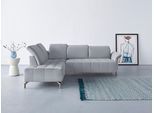 Ecksofa OTTO HOME "Fresh L-Form", grau (hellgrau), B:260cm H:79cm T:220cm, 100% Polyester, Sofas, Ecksofa, Federkern, wahlweise Kopfteilverstellung und motorischer Vorziehsitz