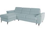Ecksofa SIT & MORE "Sorano L-Form", blau (aqua), B:250cm H:88cm T:161cm, Sofas, Ecksofa, wahlweise mit Schlaffunktion und Bettkasten